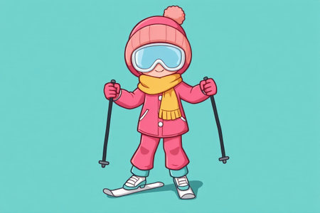 Cartoon character skiing imageの素材