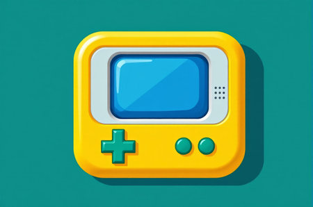 Illustration of a yellow handheld game consoleの素材