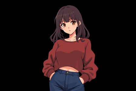 Cartoon girl casual standing imageの素材