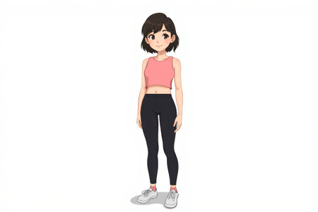 Standing sports style animated womenの素材