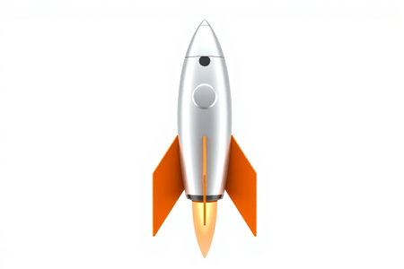Silver rocket launch imageの素材