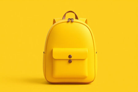 Yellow simple style backpack product displayの素材