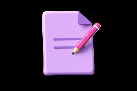 Purple files and pink pencil materialsの素材