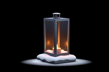 Snow lantern with candleの素材