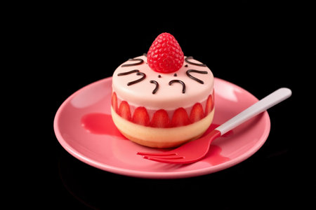 Strawberry Shortcake on a pink plateの素材