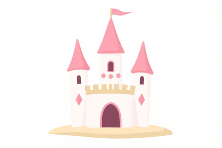 Cartoon style pink castle illustrationの素材