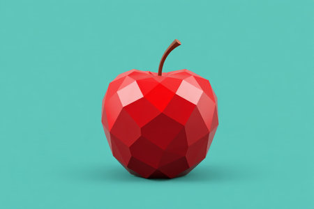 Red Apple Low Polygon 3D Renderingの素材