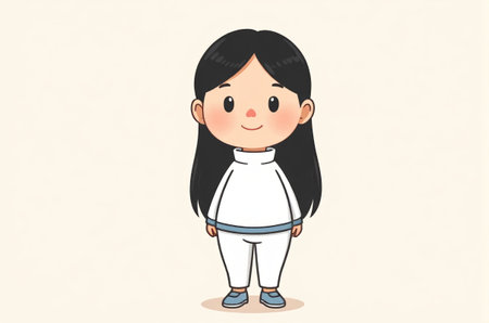 Cartoon girl standing imageの素材