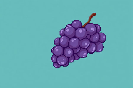 Pixel style purple grape illustrationの素材
