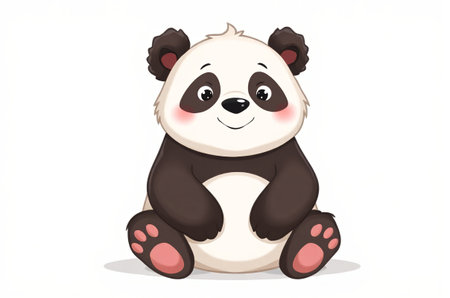Cute cartoon panda sitting imageの素材