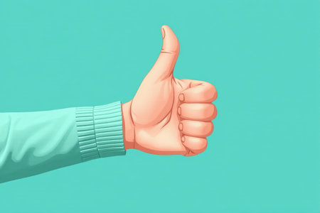 Close-up of the hand with a thumbs-up gestureの素材