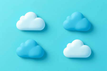 Three-dimensional cloud material on blue backgroundの素材