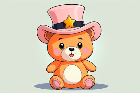 Cartoon bear in a hatの素材