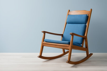 Blue fabric wooden rocking chairの素材