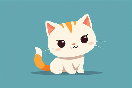 Cute cartoon kitten illustrationの素材