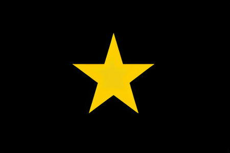 Yellow pentagram on black backgroundの素材