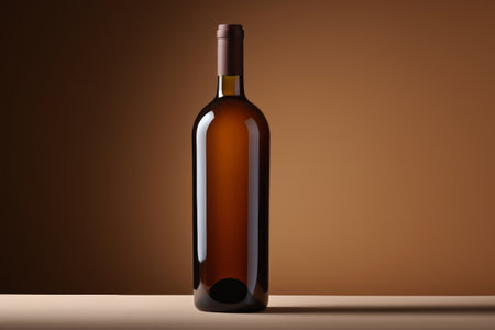 Wine bottle on brown backgroundの素材