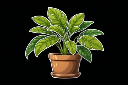 Potted Green Plant Illustrationの素材