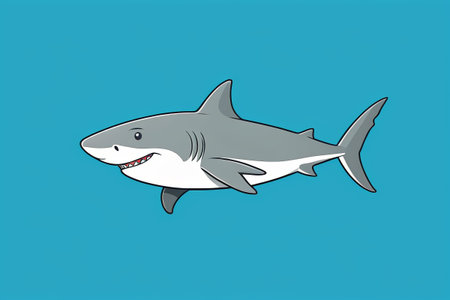 Cartoon Shark Blue Background Imageの素材
