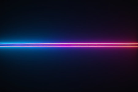 Colorful neon light background on black backgroundの素材