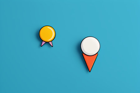 Circle with ice cream icon on blue backgroundの素材