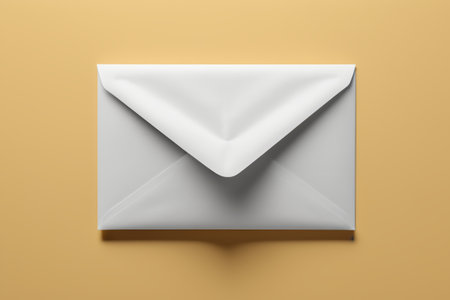 White envelope on yellow backgroundの素材