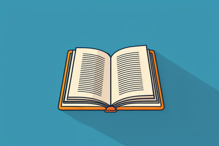 Flipped book illustration on blue backgroundの素材