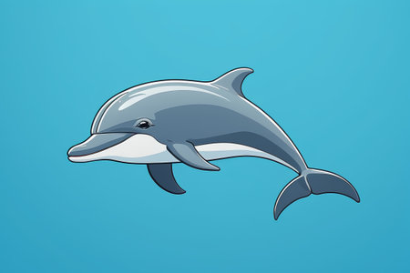 Cartoon Dolphin with Blue Backgroundの素材