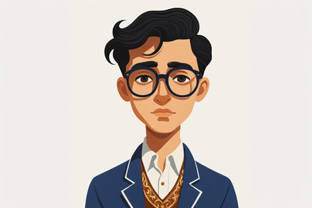 Cartoon male portrait with glassesの素材