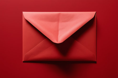 Pink envelope on red backgroundの素材