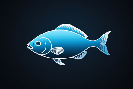 Blue cartoon fish pattern design materialの素材