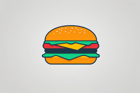 Cartoon style hamburger illustrationの素材