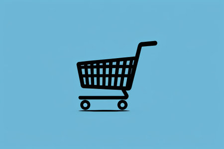 Shopping cart icon with blue backgroundの素材