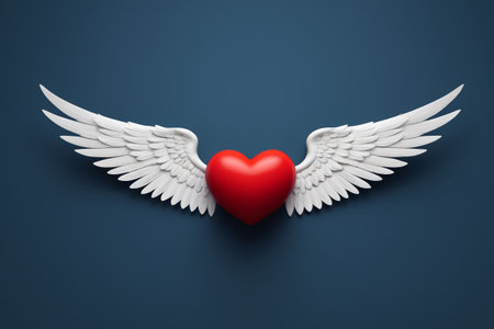 Red heart pattern with wingsの素材