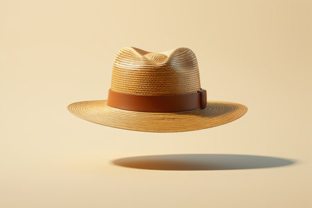 Suspended straw hat product displayの素材