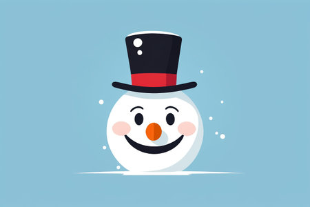 Cartoon snowman in a top hatの素材