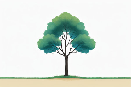 Single green animated tree illustration materialの素材