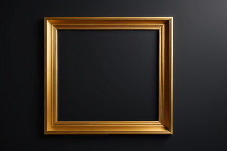 Gold decorative frame on black backgroundの素材