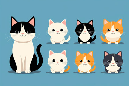 Cute Cat Cartoon Illustrationの素材