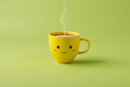 Yellow Smiley Face Mug Hot Drinkの素材