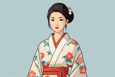 Portrait of Asian woman in kimonoの素材