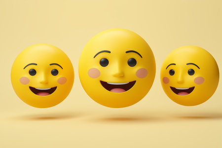 Three yellow smiley face emojisの素材