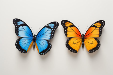 Close-up of two brightly colored butterfliesの素材