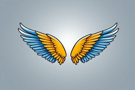 Colorful double wings illustration design materialの素材