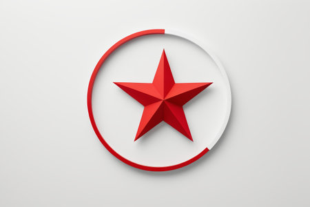 Red five-pointed star and ring iconの素材