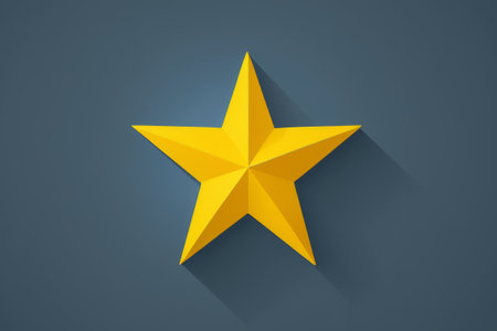 Yellow solid pentagram on blue backgroundの素材