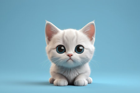 Cute white kitten close-upの素材