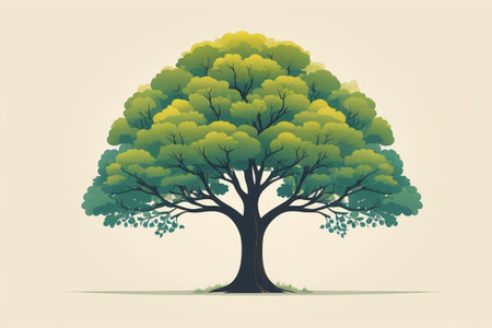 Cartoon style green tree illustrationの素材