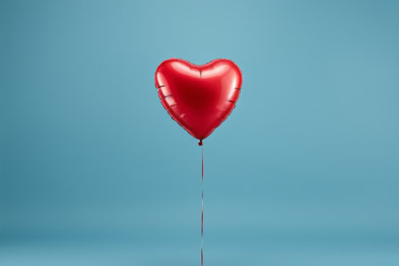 Red Heart Balloon with Blue Backgroundの素材