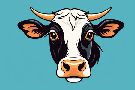 Cartoon style cow head imageの素材